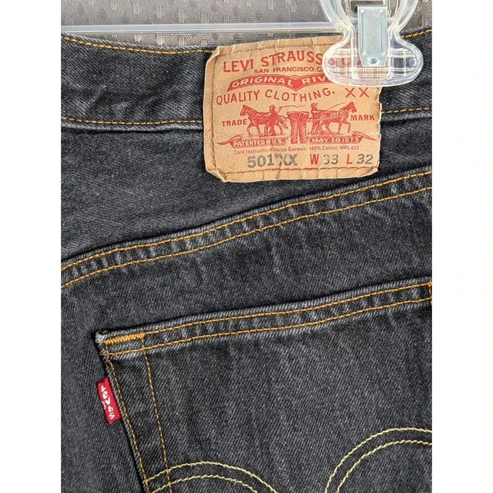 Levis 501XX Button Fly Jeans Mens 33x32 Faded Black Straight Fit Made in Mexico